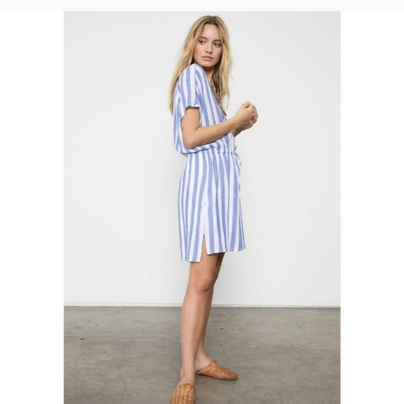 NWOT Rails Wren Seattle Stripe Linen Blend Mini Dress Size XSmall - Picture 2 of 9
